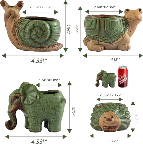 Vista 3 de Macetas pequeñas para suculentas con drenaje, maceta de cerámica para interiores y exteriores, bonitas macetas pequeñas de cactus/bonsái