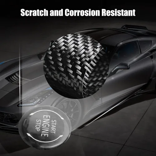 Vista 5 de Botón de arranque de fibra de carbono, botón de encendido y parada del motor, cubierta de encendido Compatible con Chevy Corvette C8 2020 2021 2022