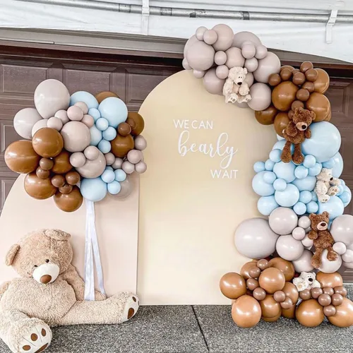 Vista 6 de FOTSHARER Cubierta para arco de boda, cubierta de arco de globo beige de 2.6 x 6 pies, cubiertas de fondo de arco de arco de elastano boho Chiara
