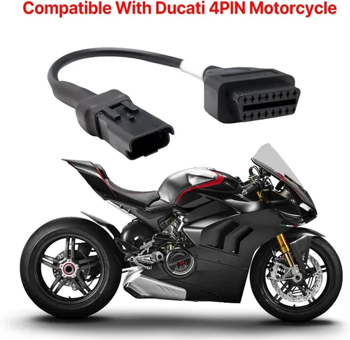 Vista 5 de Cable adaptador de 4 pines a 16 pines para motocicleta, diagnóstico de fallas de motor OBD2 y detector compatible con motocicletas Ducati