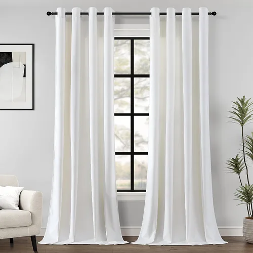 Vista 11 de Cortinas opacas de terciopelo verde oscuro de 84 pulgadas de largo, con ojales, para dormitorio, bloqueo de luz, aislamiento térmico, juego de 2