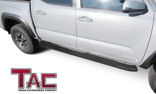 Vista 2 de TAC - Estribos laterales para Toyota Tacoma 2005-2023, camioneta de doble cabina de 4.25 pulgadas, textura negra, barras laterales Nerf accesorios