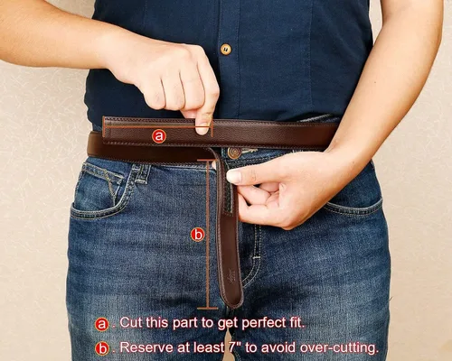 Vista 6 de WERFORU Cinturón de trinquete de cuero para hombre, ajuste perfecto, cintura de hasta 50 pulgadas con hebilla automática