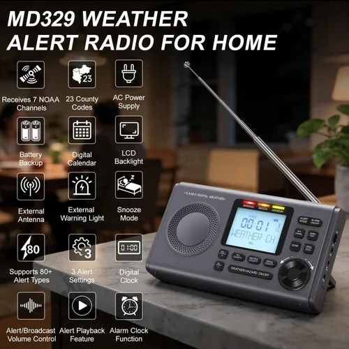 Vista 9 de RunningSnail - Radio meteorológica NOAA con más de 80 alertas de emergencia, 23 códigos de condado de programación localizada S.A.M.E, respaldo