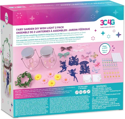 Vista 2 de Make It Real 3C4G: luz de deseos de jardín de hadas, crea 2 tarros de luces de hadas, personaliza con 4 siluetas de hadas, se ilumina
