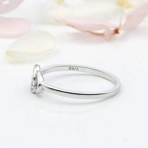 Vista 5 de LGSY Anillos de plata de ley 925 con doble corazón para mujer, Plata