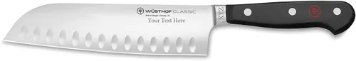 Vista 7 de WÜSTHOF Cuchillo Santoku clásico de 5 pulgadas, negro