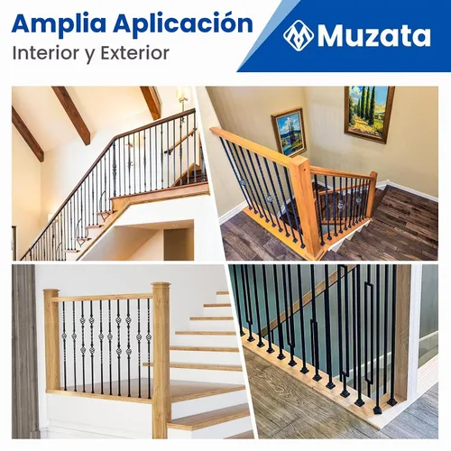 Vista 5 de Muzata WT10 - Juego de 10 balaustres planos con tornillo para balaustre cuadrado de 1/2 pulgada