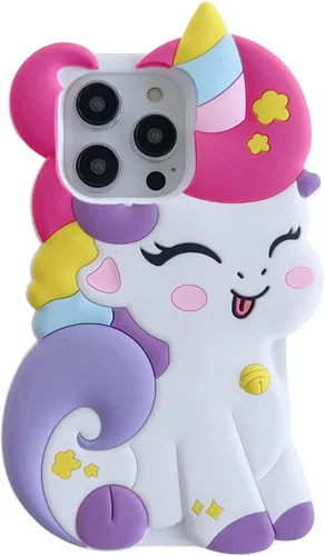 Vista 7 de Funda de silicona suave con diseño de flores coloridas de personajes de moda kawaii 3D para iPhone 12/iPhone 12 Pro de 6.1 pulgadas