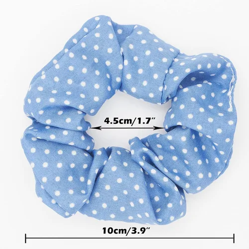 Vista 4 de Juego de bandas elásticas a cuadros azules - 5 bandas para el cabello tipo bandana para mujer