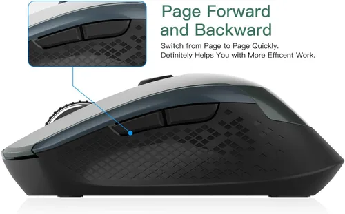 Vista 2 de Cimetech Ratón ergonómico inalámbrico, óptico de computadora de 2.4 G, 6 botones, silencioso con receptor USB, 3 DPI ajustables para laptop, Verde