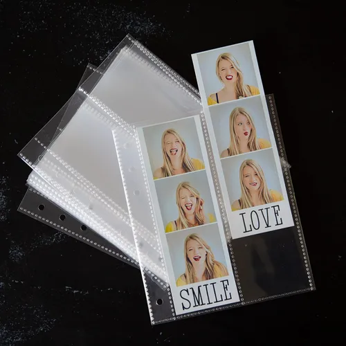 Vista 15 de Álbum de Fotos de Cabina de Fotos 2x6 - Cuaderno con Purpurina de 6 Anillos Carpeta Brillante con 20 Fundas para Fotos de 2 por 6 - Se Adapta a 80