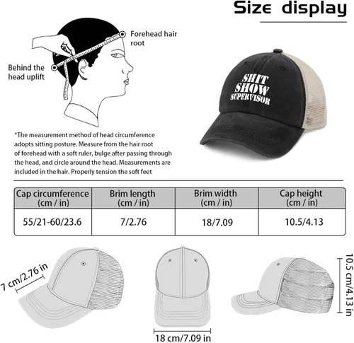 Vista 4 de Gorra de béisbol Shit Show Crew Member Gorra de béisbol para mujer Gorra de mezclilla gráfica ajustable