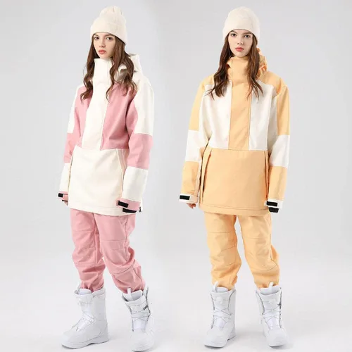 Vista 5 de RIUIYELE Traje de esquí para mujer, chaqueta y pantalones de snowboard para deportes al aire libre, traje de nieve con aislamiento impermeable