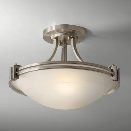 Vista 2 de Deco - Lámpara de techo semiempotrada con 2 luces de níquel cepillado de 16