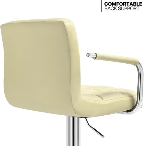 Vista 5 de MoNiBloom Juego de 2 taburetes de bar con reposabrazos con respaldo cuadrado, taburetes de bar modernos giratorios ajustables con reposapiés