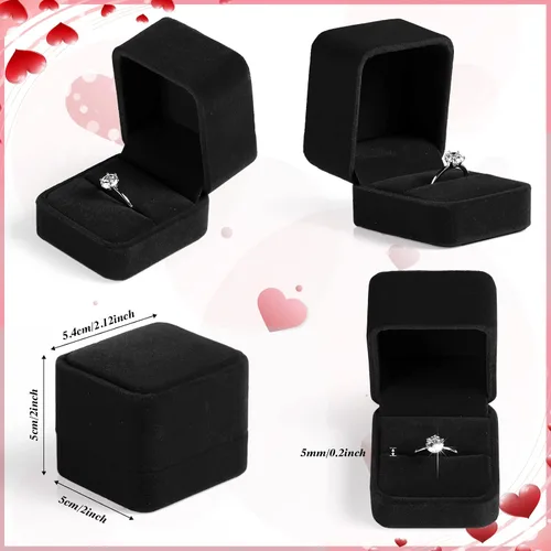 Vista 2 de Maitys 48 cajas de terciopelo para anillos a granel para exhibición de joyas, caja de anillo de compromiso de boda, caja de joyería, cajas
