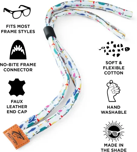 Vista 2 de Pilotfish Correa de algodón premium para lentes de sol, múltiples opciones de diseño, soporte suave y duradero para lentes de sol