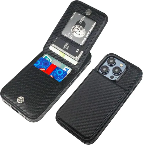Vista 25 de KIHUWEY Compatible con iPhone 15 Pro Funda Cartera con Soporte para Tarjetas de Crédito, Tapa de Cuero Premium con Cierre Magnético y Soporte, Funda