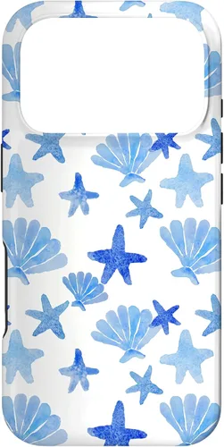 Vista 30 de Funda para iPhone 16 Coastal Nieta Azul Preppy Shells Estrellas de mar Océano Lindo Caso