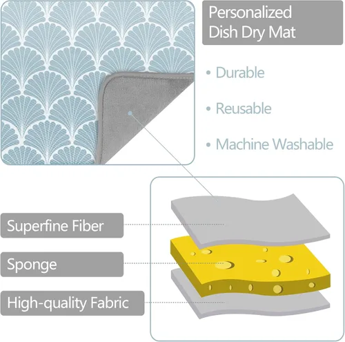 Vista 2 de SHIYUE Tapete de secado de platos para encimera de cocina, súper absorbente, decoración de cocina de primavera, tapete de secado de microfibra
