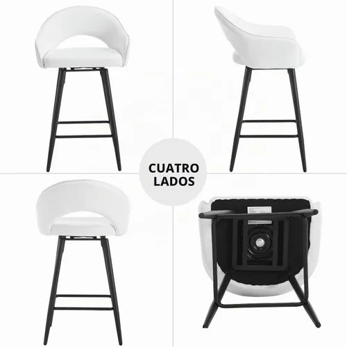 Vista 3 de DUOMAY - Juego de 2 taburetes giratorios de 27 pulgadas, color blanco crema