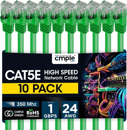 Vista 35 de Cmple - Cable Ethernet Cat5e de 1.5 pies, Cable Patch Ethernet UTP Cat 5e de 350 MHz, Cable LAN de red de 1 Gbps, conectores RJ45, compatible