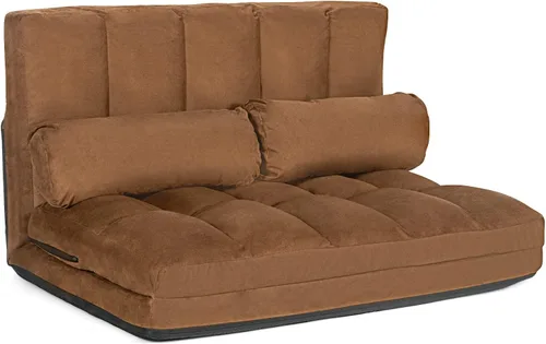 Vista 10 de DORTALA Sofá de suelo plegable, sofá de descanso ajustable de 6 posiciones con 2 almohadas y funda de tela de gamuza, moderno colchón de sala