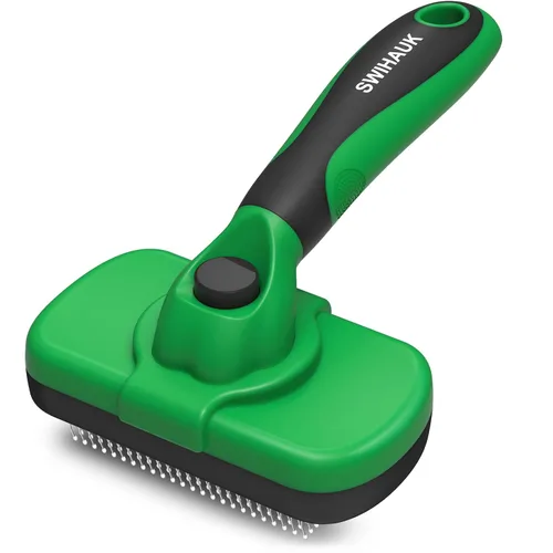 Vista 12 de Swihauk Cepillo Deslizante de Autolimpieza para Perros y Gatos - Cepillo de Desenredado y Aseo Amigable con la Piel para Mascotas con Pelo, Negro