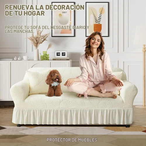Vista 3 de WONGS BEDDING Funda de terciopelo elástico para sofá, funda acolchada con falda, apta para mascotas, duradera, lavable, elástica, de fácil ajuste