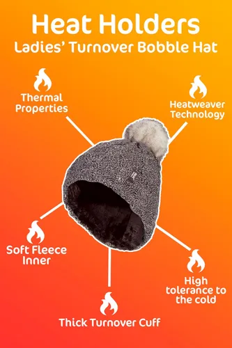 Vista 6 de Heat Holders - Gorro térmico de punto grueso para mujer con pompón
