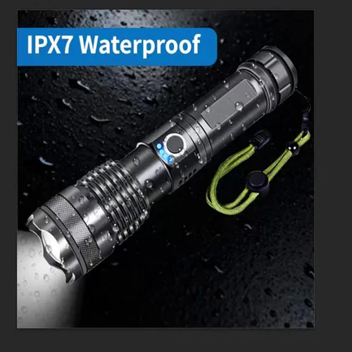 Vista 5 de Linternas recargables, luz de flash súper brillante de alto lúmenes, 5 modos de luz táctica con zoom, linternas potentes de mano impermeables