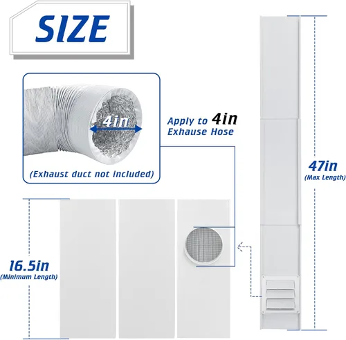 Vista 2 de Kit de ventana de ventilación para secadora con tapa de ventilación con solapas móviles, diseñado para manguera de secadora con 4 pulgadas