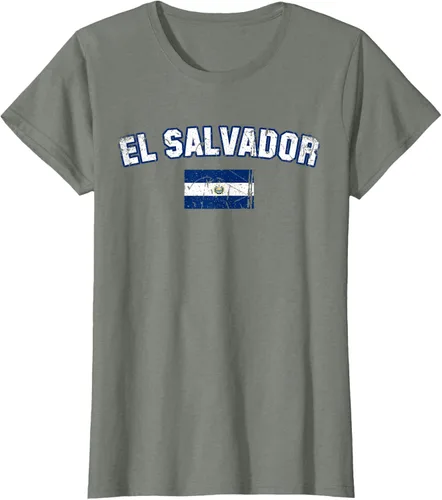 Vista 15 de EL SALVADOR Bandera Vintage Hombres Mujeres Niños Camiseta EL SALVADOR
