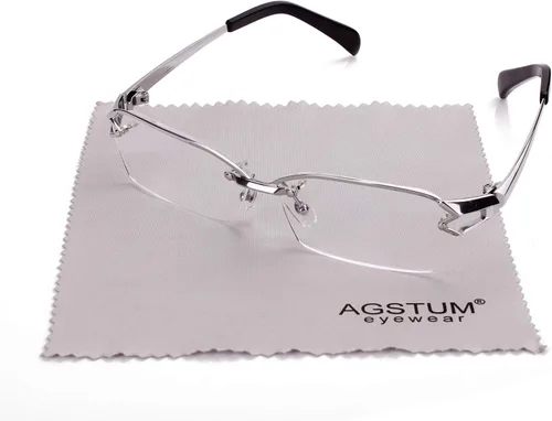 Vista 5 de Agstum - Gafas de titanio de lujo con montura de lentes transparentes