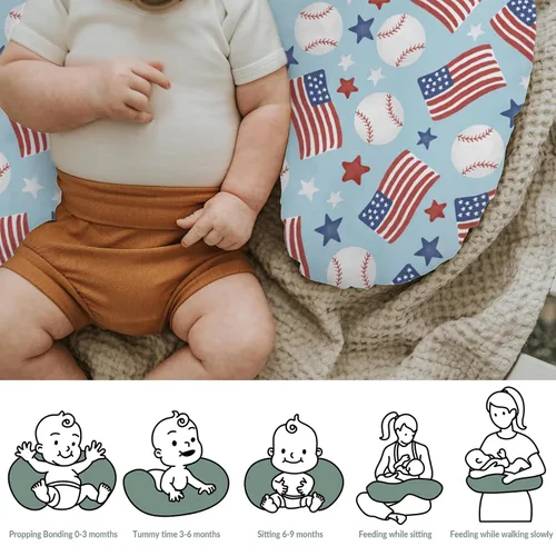 Vista 6 de Fundas de almohada de lactancia para niños y niñas, diseño de bandera estadounidense, béisbol, 4 de julio, estrellas, funda de almohada