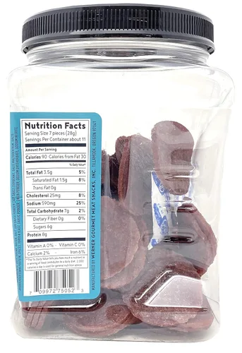 Vista 3 de Werner Medallones de carne seca Teriyaki de carne seca redonda de 11.8 onzas, fabricado en los Estados Unidos