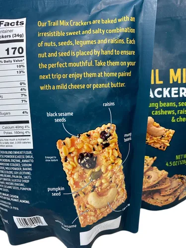 Vista 3 de Trader Joe's Trail Mix - Galletas con frijoles mungos, semillas, anacardos, pasas y queso (paquete de 3)