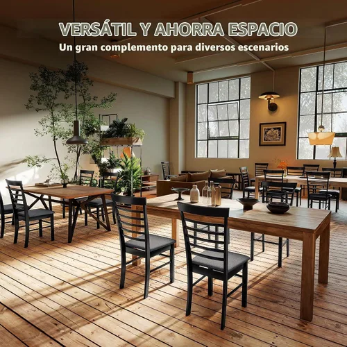 Vista 6 de HOMCOM Juego de 2 sillas de comedor de madera tapizadas, negro y gris