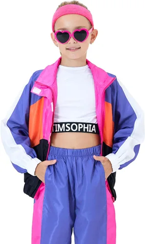 Vista 5 de Yulefly Conjunto de 4 piezas de disfraz de danza para niñas, hip hop, jazz, street pop, danza, ropa deportiva