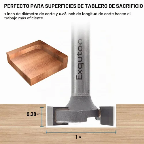 Vista 3 de Exqutoo 1/4" vástago 1 pulgada diámetro de corte T forma CNC Spoilboard superficie
