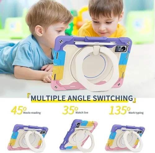 Vista 5 de Funda de silicona para tablet Xiaomi Mi Pad 5 Pro de 12.4 pulgadas, a prueba de golpes con soporte para lápices, correa para el hombro, soporte