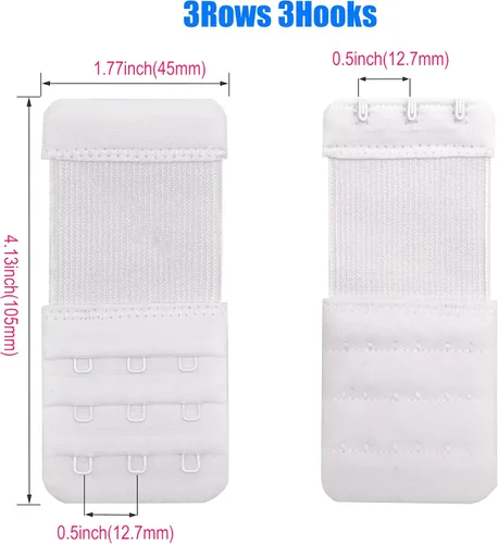 Vista 2 de LeonHien Extensor de brasier para mujer, 2 ganchos, 3 ganchos, 4 ganchos, elástico, suave y cómodo, extensión de correa de brasier