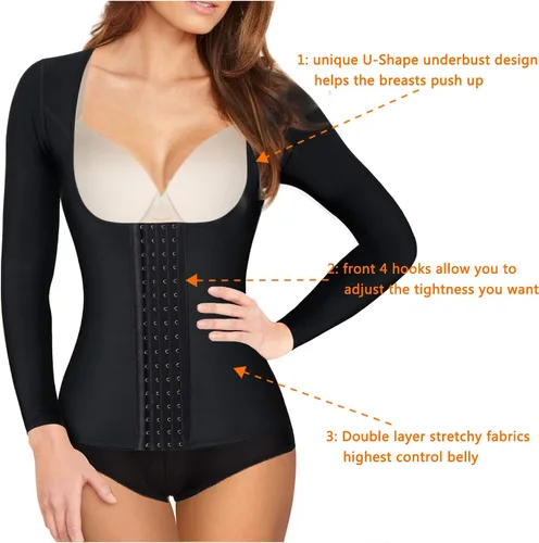 Vista 5 de Gotoly Corsé de entrenamiento de cintura para mujer faja moldeadora superior del brazo moldeadora quirúrgica más delgada