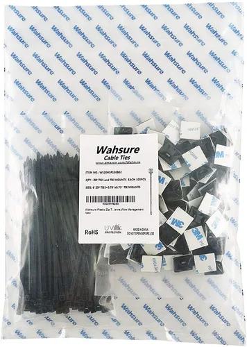Vista 7 de Clips de alambre autoadhesivos fuertes para sujetar cables de 3/4 pulgadas con cremalleras de 6 pulgadas, protección UV negra, 100