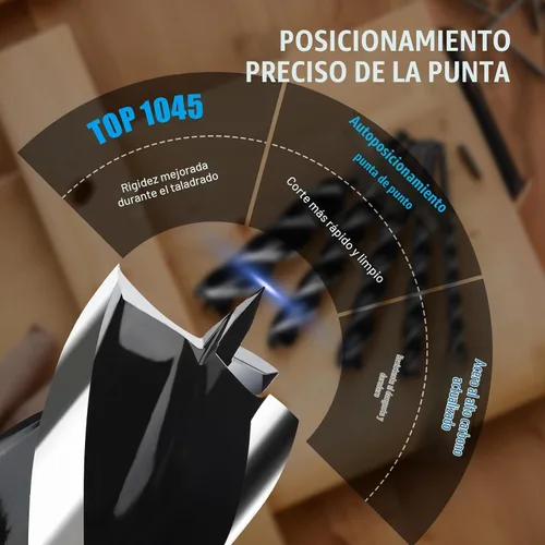 Vista 3 de Broca de taladro de barrena de 1-1/2" x 6" para madera, vástago hexagonal de tres estrías, broca de barrena larga para madera blanda y dura, tocón