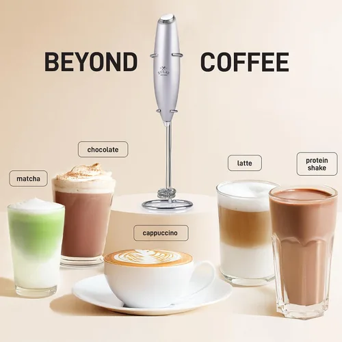 Vista 572 de Zulay Milk Boss Espumador de leche potente manual, hace espuma para latte, batidor para mezclar bebidas, café, miniespumador para capuchino, frappé