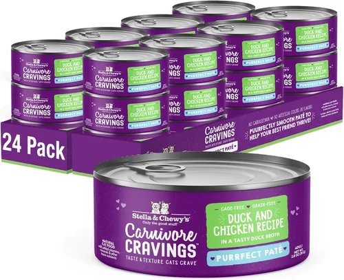 Vista 14 de Stella & Chewy's Carnivore Cravings Purrfect Paté - Alimento húmedo prémium sin granos para gatos, receta de pollo y atún, alto contenido