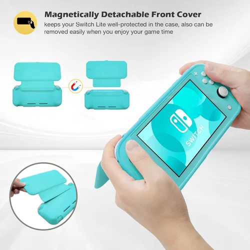 Vista 4 de ProCase Funda abatible para Nintendo Switch Lite con 2 protectores de pantalla de vidrio templado, funda protectora delgada con cubierta frontal