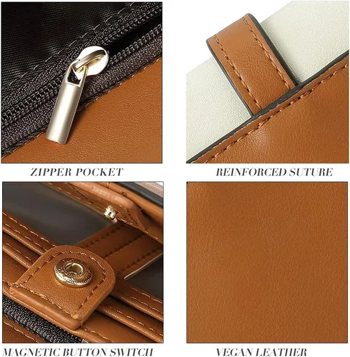 Vista 33 de CLUCI Cartera de cuero triple grande para mujer